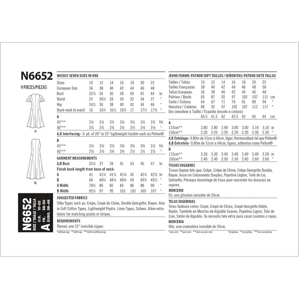 New Look Sewing Pattern 6652 R10531 Dress‎ Fit n Flare Misses Size 10-22